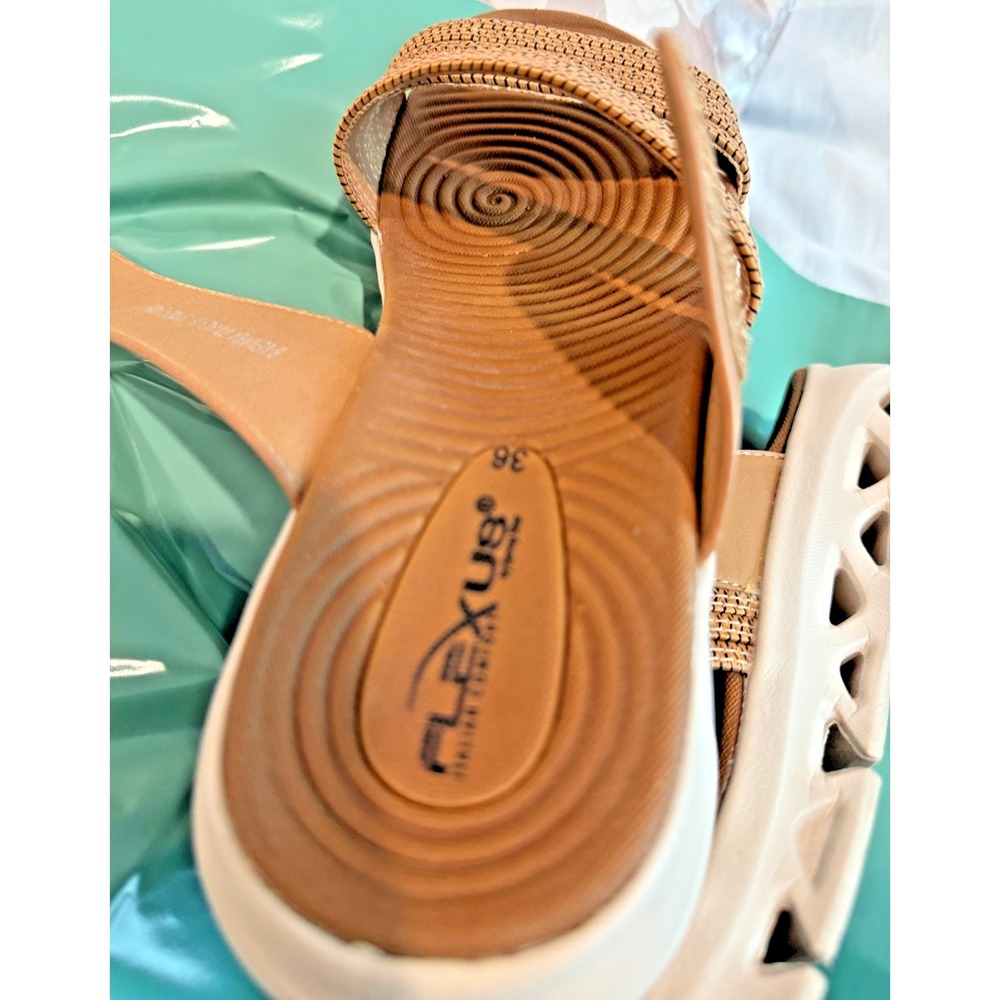 Flexus Spring Step Galvanesa Tan Platform Wedge Slide Sandals Women's 6 / 36 - Picture 5 of 9